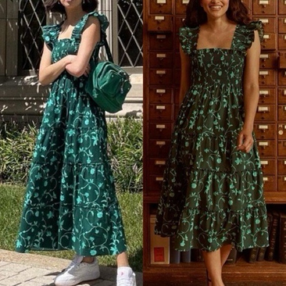 Hill House Green Smocked Tiered Sundress
